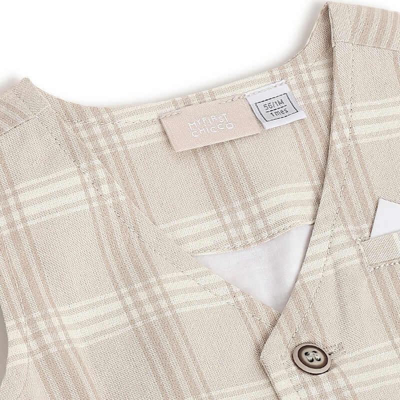 Boys Medium Natural Checked Waistcoat image number 2
